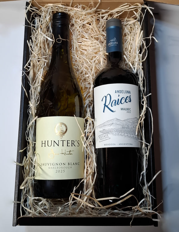 New World Noël: Hunter’s Sauvignon Blanc & Andeluna Raíces Malbec Twin Pack